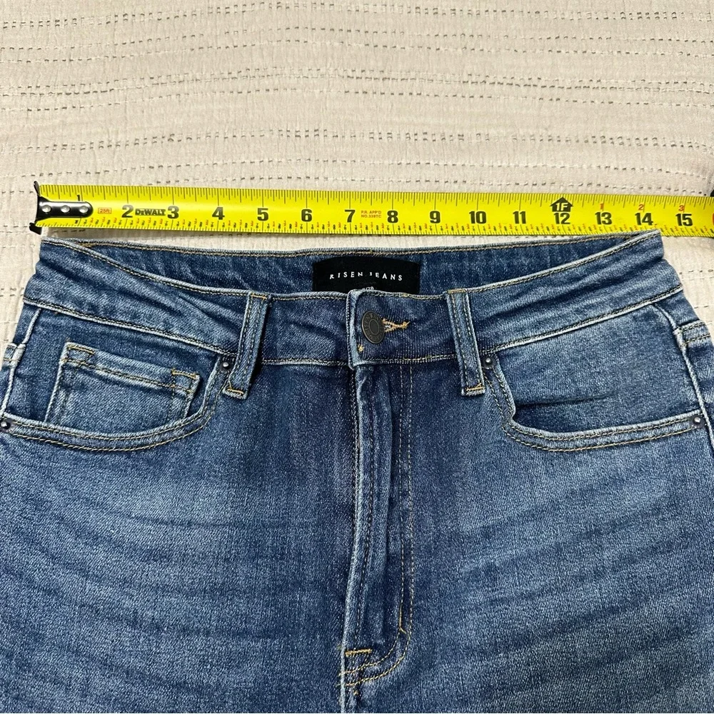 Classic Blue Frayed Hem Flare Jeans - Picture 5 of 6